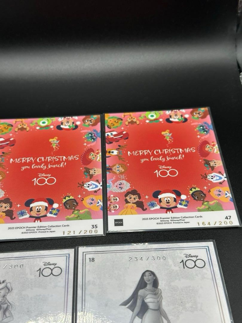 Limited to a few copies worldwide, EPOCH 2023 Disney 100, set of 7 with serials, rare.