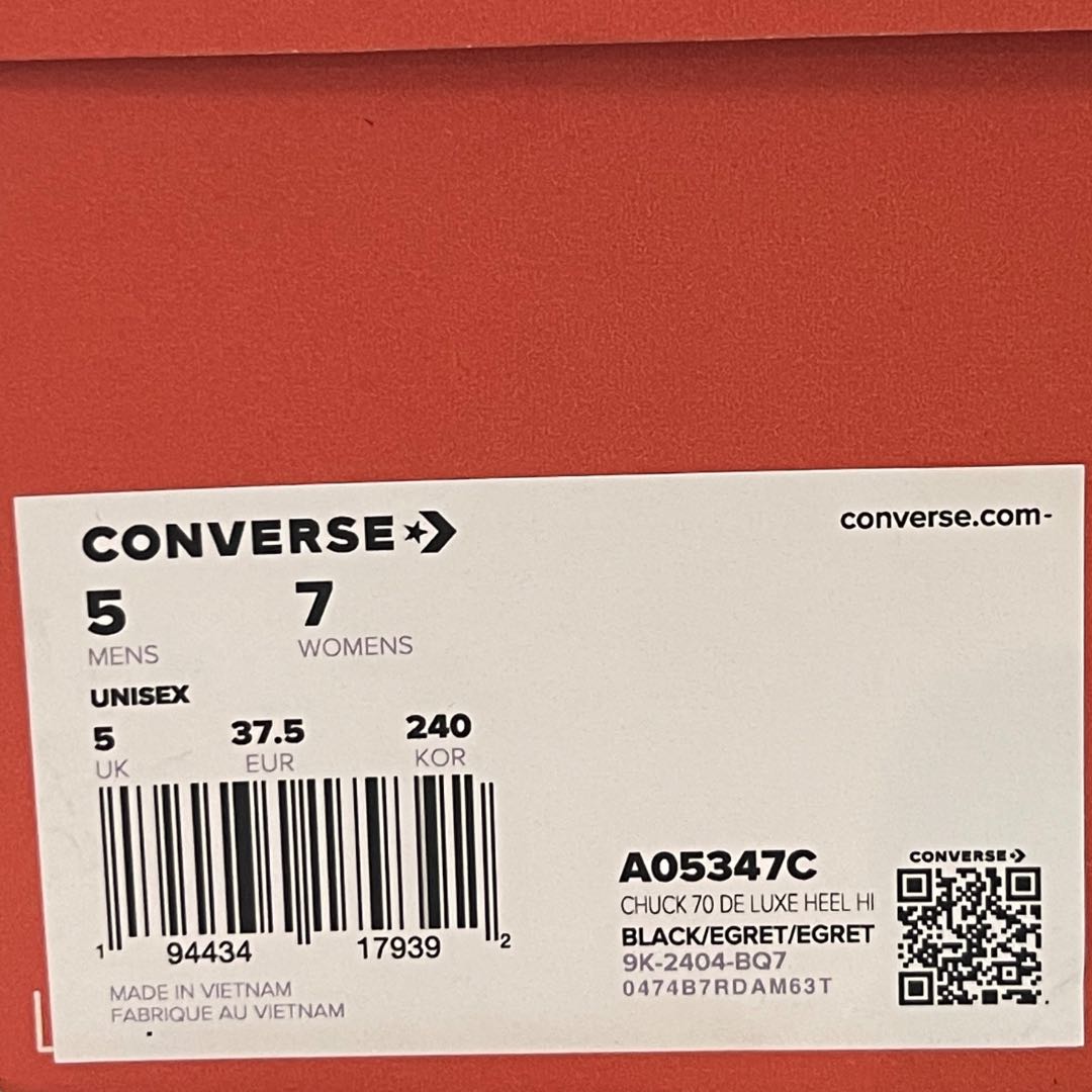 【韓国限定】新品未使用CONVERSE チャック70デラックスヒルブラック A05347C チャックテイラー 厚底ヒール日本未発売 24cm