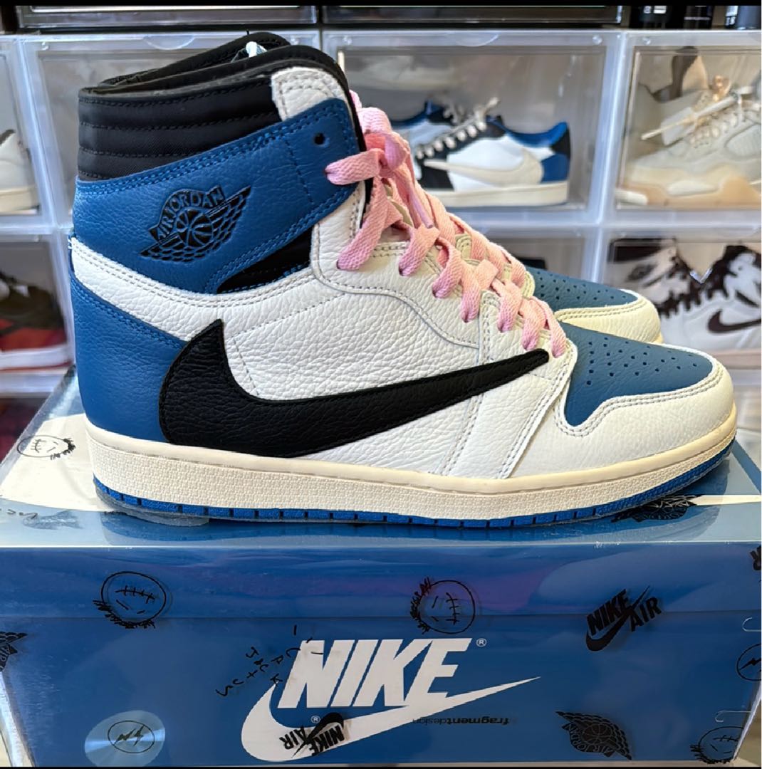 国内正規品　極美品 Travis Scott × Fragment × Nike Air Jordan 1 High "Military Blue" Military Blue/White/Black 28cm