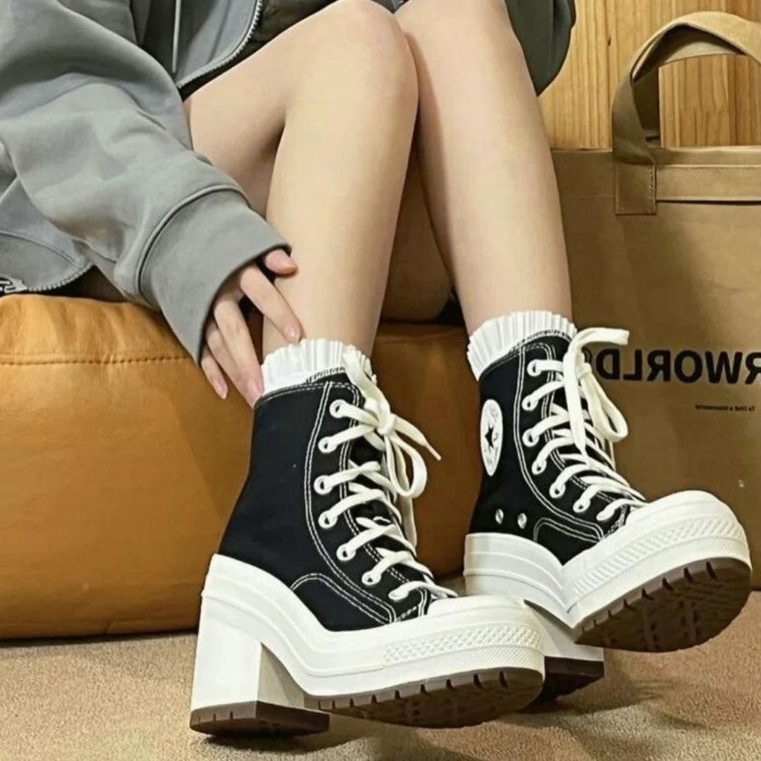 【韓国限定】新品未使用CONVERSE チャック70デラックスヒルブラック A05347C チャックテイラー 厚底ヒール日本未発売 24cm