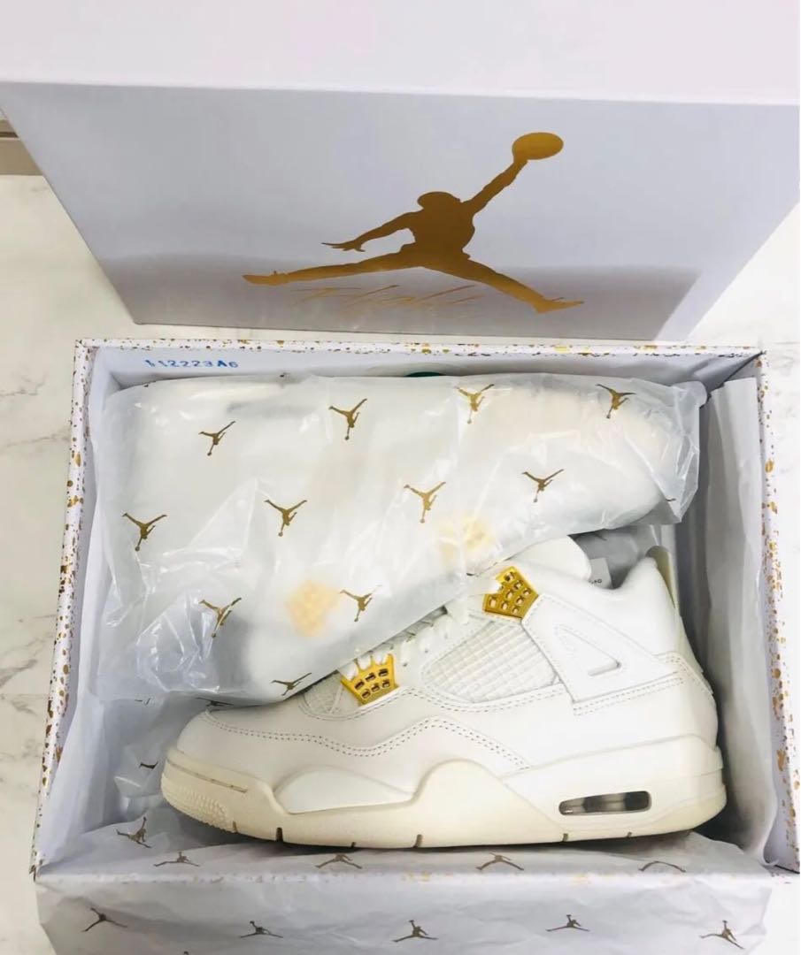 Nike WMNS Air Jordan 4 Retro "Metallic Gold" Metallic Gold/Sail 25cm