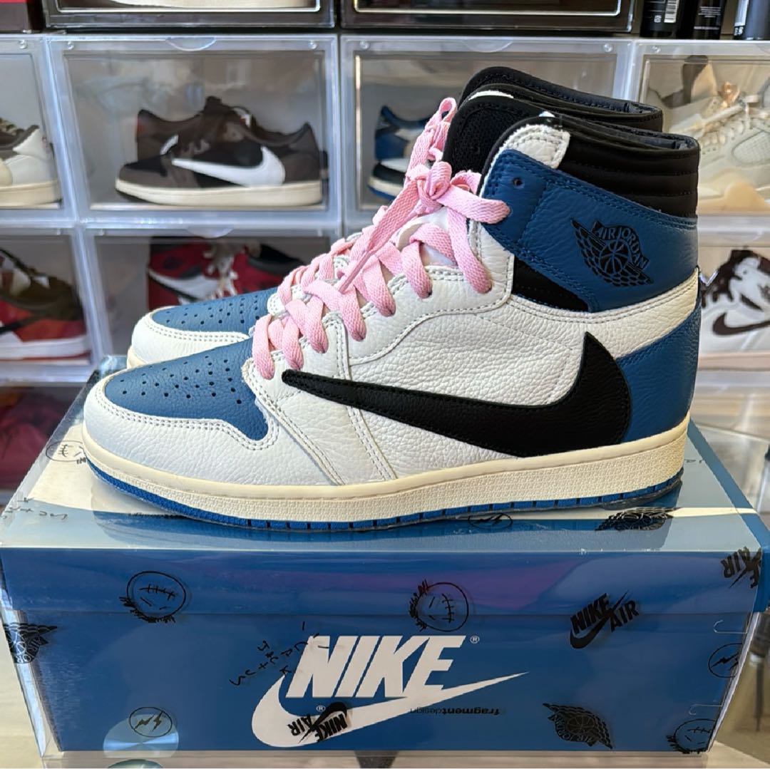 国内正規品　極美品 Travis Scott × Fragment × Nike Air Jordan 1 High "Military Blue" Military Blue/White/Black 28cm