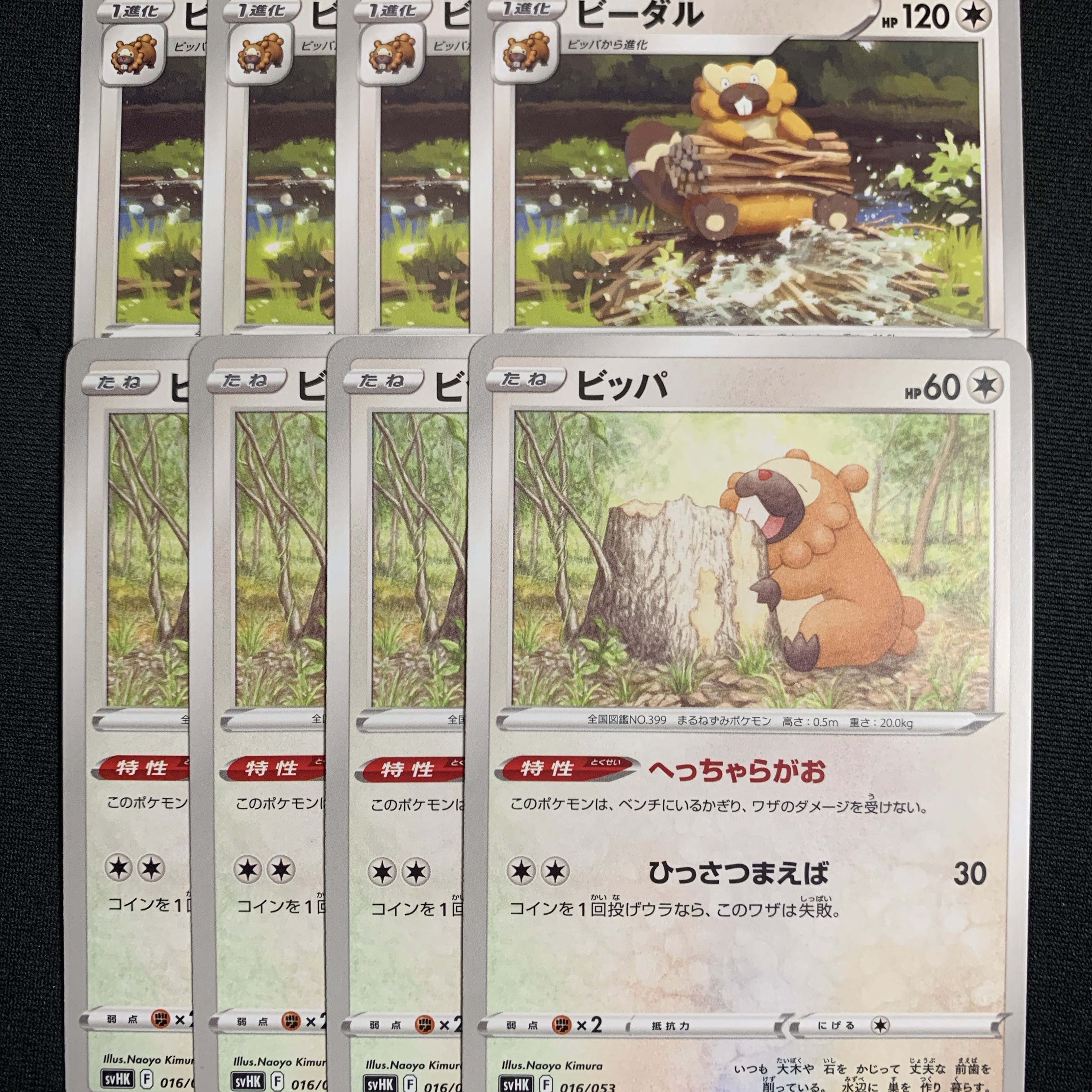 Bidoof Bibarel 4 each Hetcha-gara-o Hatakuku-mamaeba