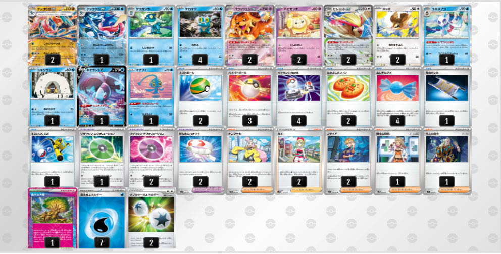 The winning deck of the tournament! Greninja Deck! Full-fledged constructed deck! Preconstructed deck! Pokémon Card Deck! Pokémon Cards