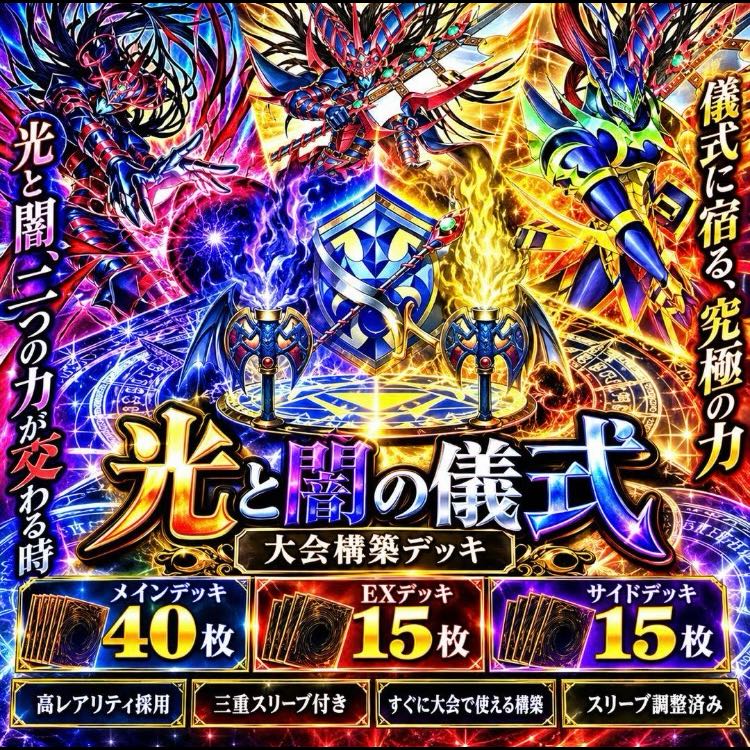遊戯王【大会用構築！！三重スリーブ！！】光と闇の儀式デッキ４０枚　ＥＸ&サイドデッキ１５枚 1枚