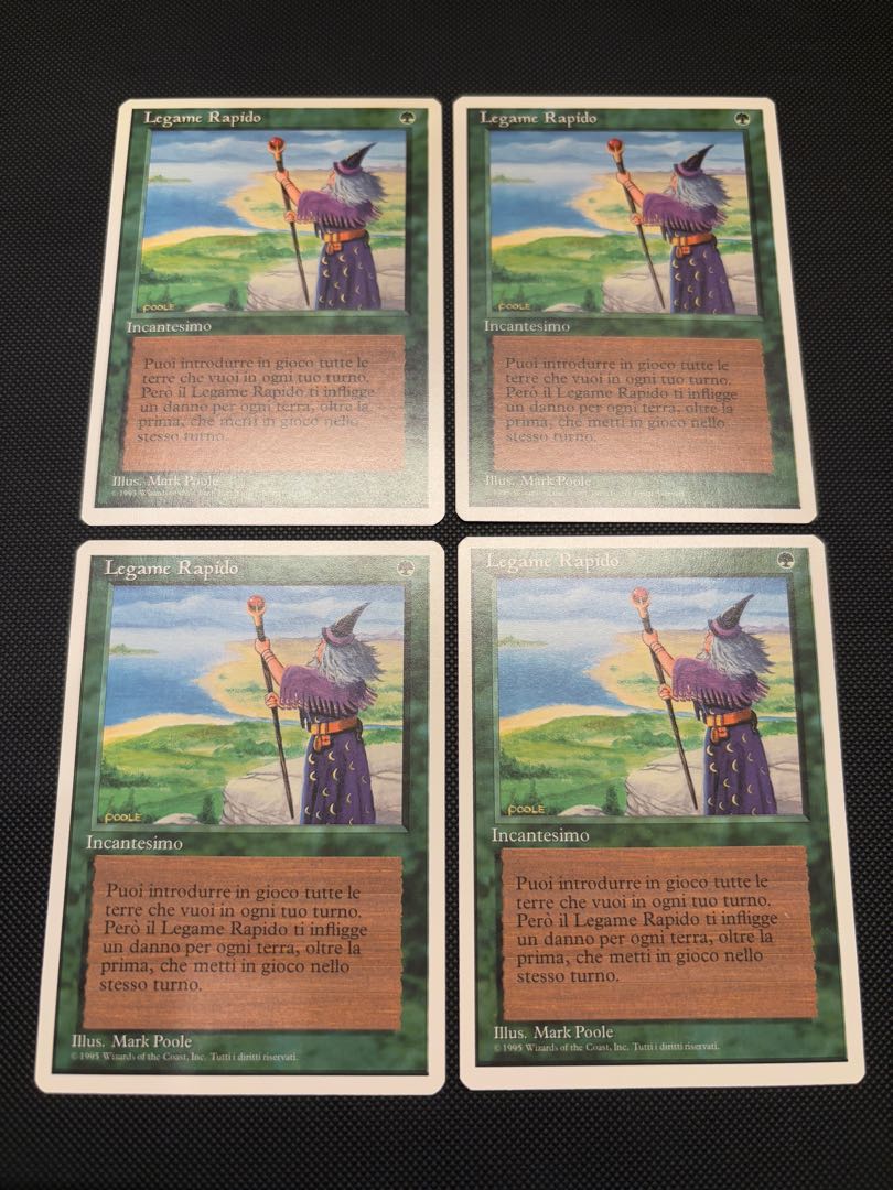 Fastbond 4-card set, beautiful, re-recorded Forbid MTG Italian.