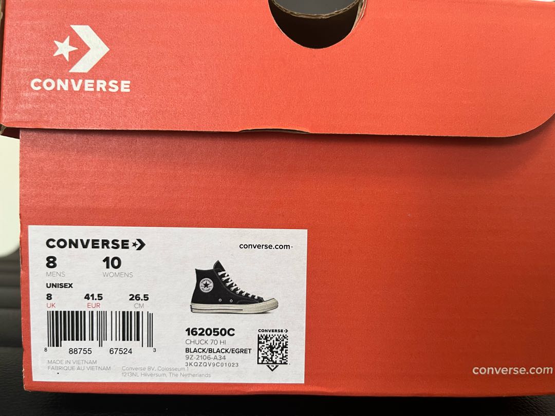 Converse Chuck Taylor CT70 HI 26.5 Black Black 26.5cm