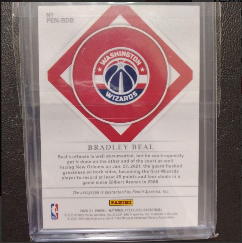 NBA カード Bradley Beal 直書きサイン 25枚限定 Bradley Beal 2024-25 Panini NBA Hoops Basketball Premium #95