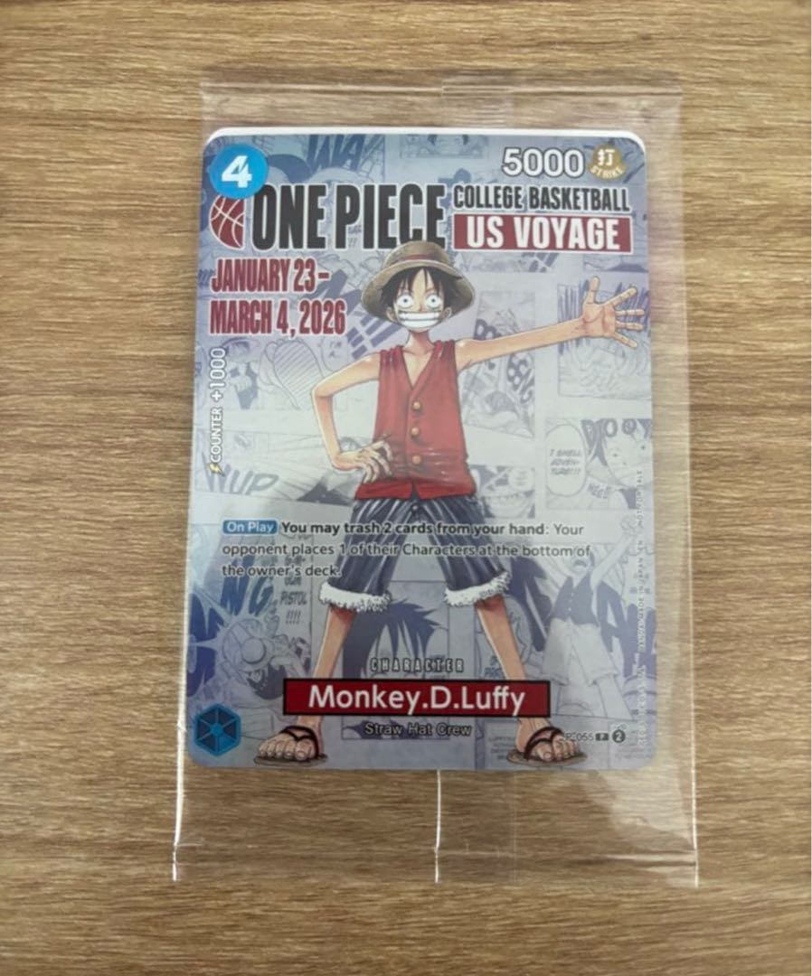 ルフィ大学　バスケワンピース モンキー・D・ルフィ アメリカ大学バスケ限定プロモ 未開封  1枚