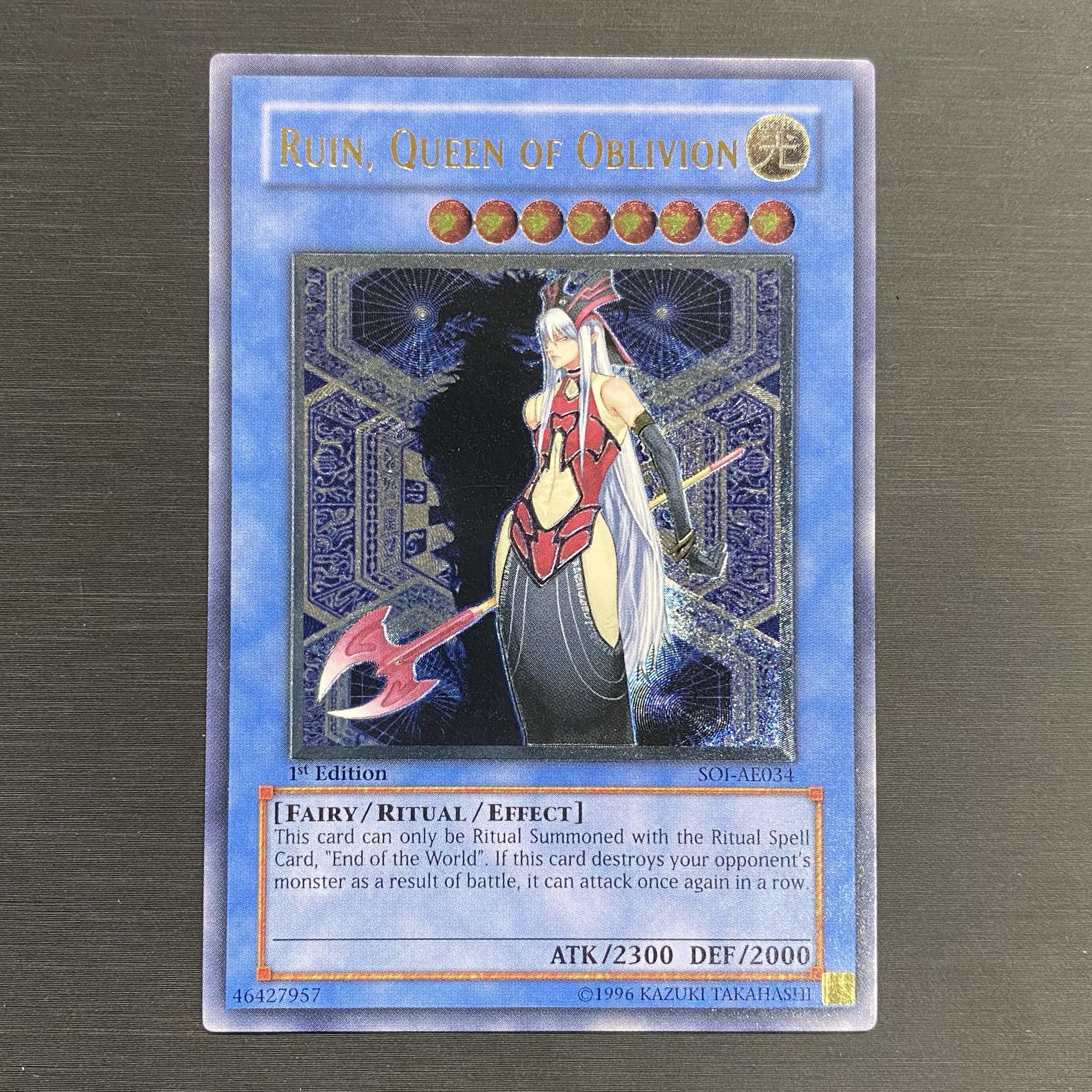 遊戯王　破滅の美神ルイン　レリーフ　アルティメットレア　旧アジア　PSA8 破滅の女神ルイン レリーフ 旧アジア版 アルティメットレア SOI-AE034