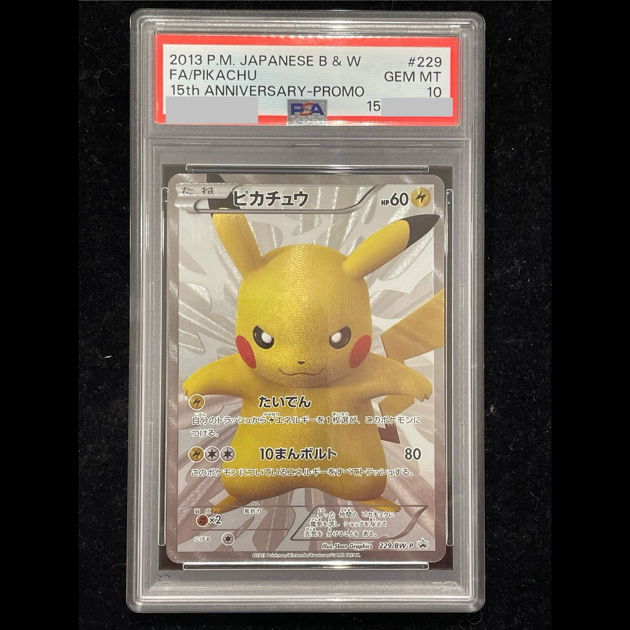 [PSA10] Pikachu 15th Anniversary Promo PROMO 229/BW-P 1枚