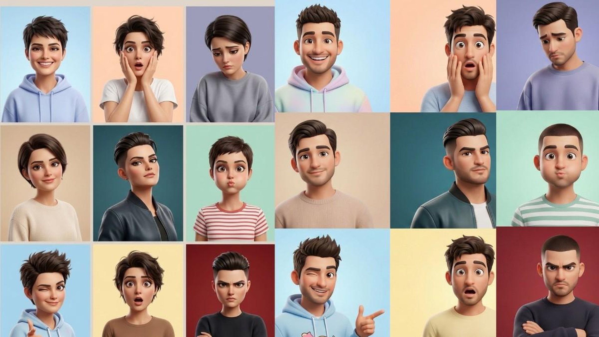 Cartoon Grid Collage