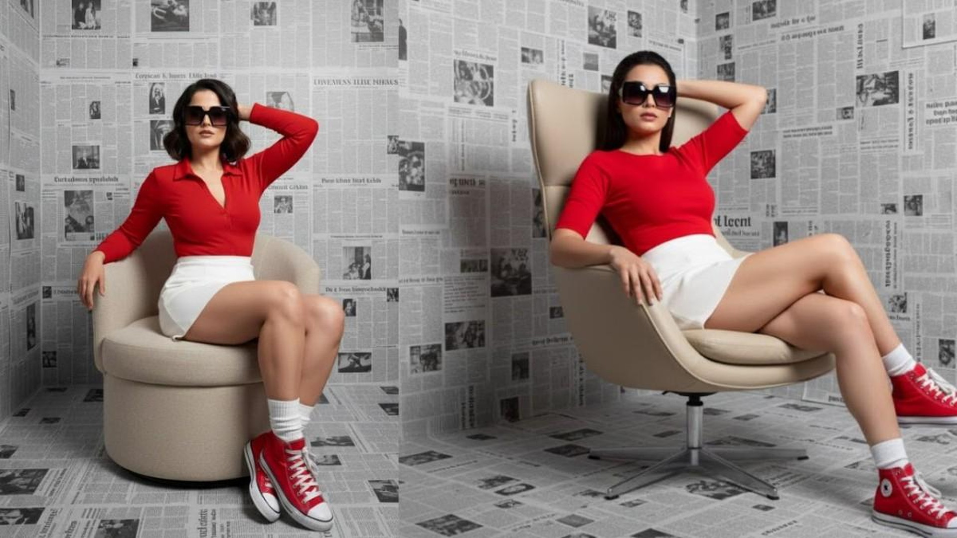 Red V-Neck Lounge