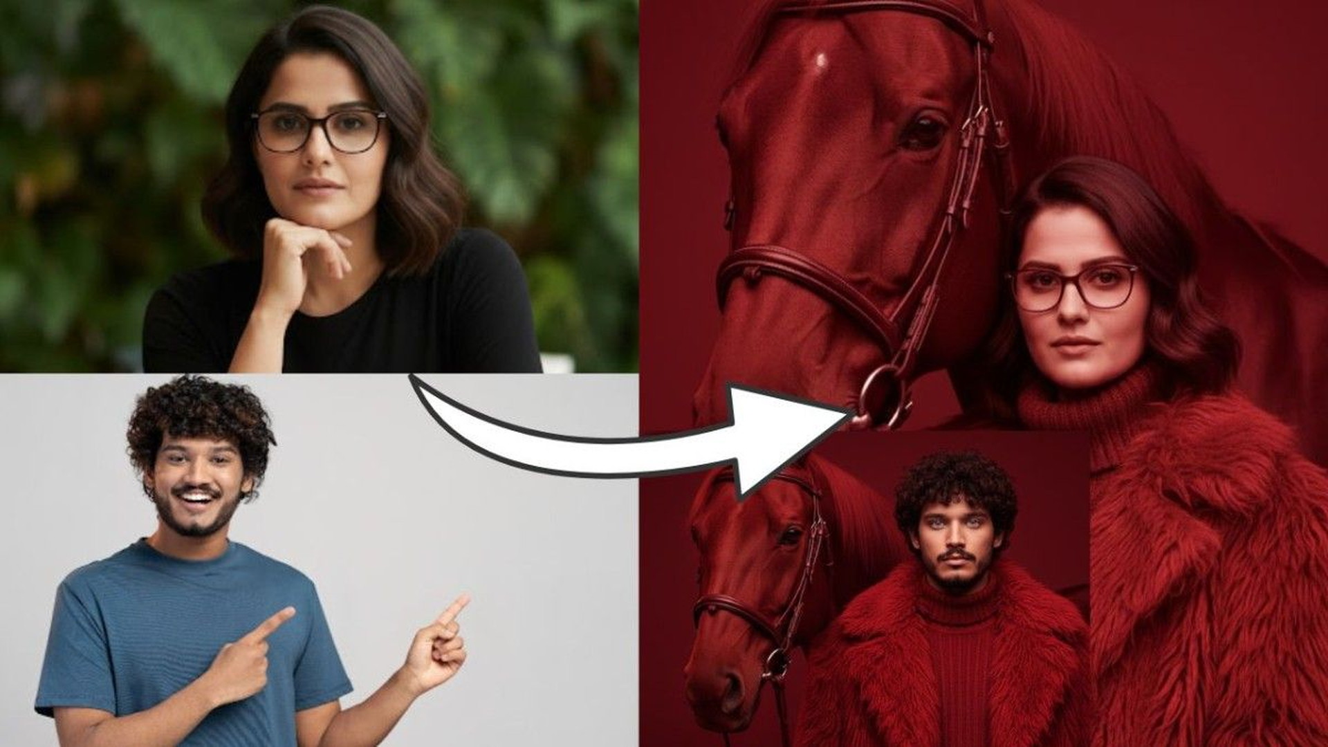 Red Monochrome Equestrian
