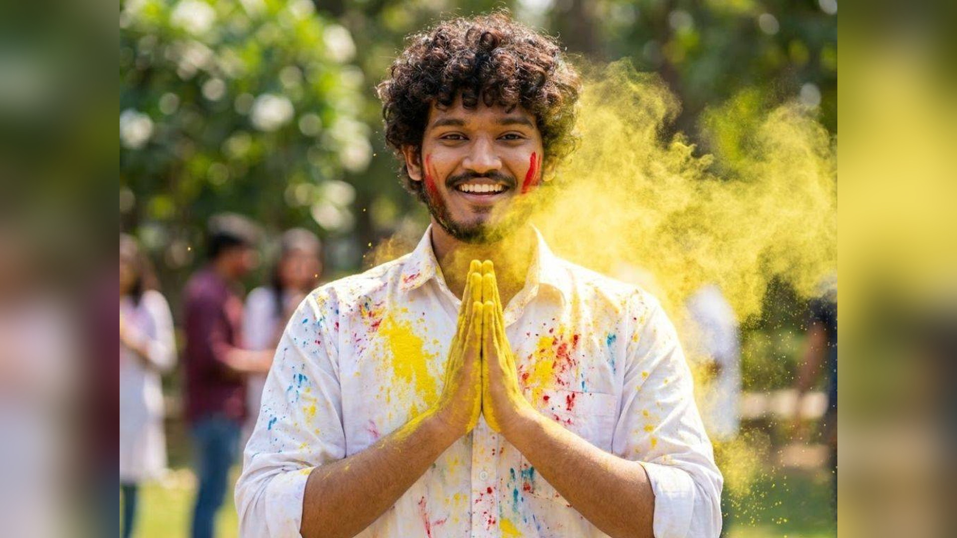 Holi Namaste Pose