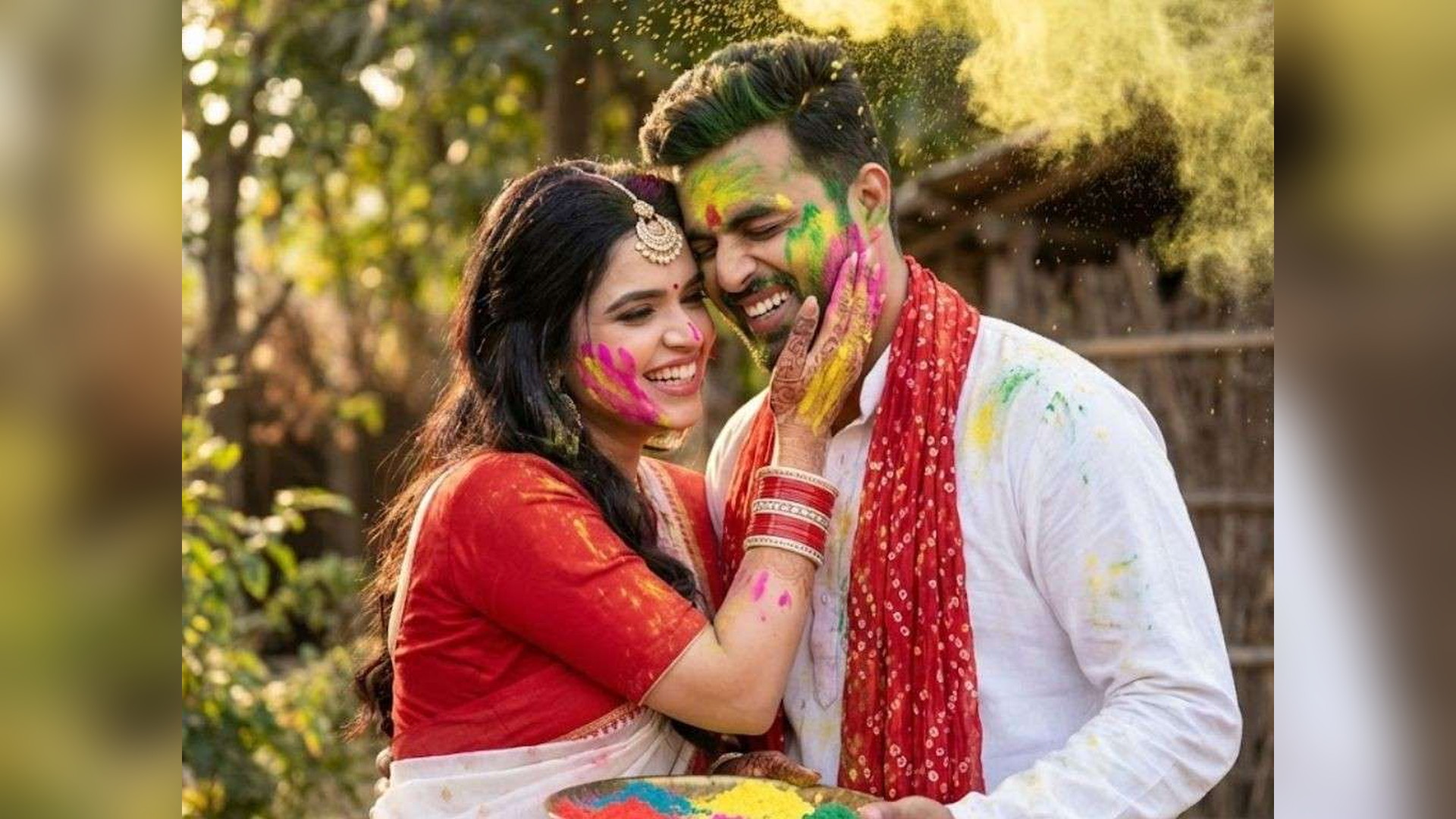 Holi Couple Pose