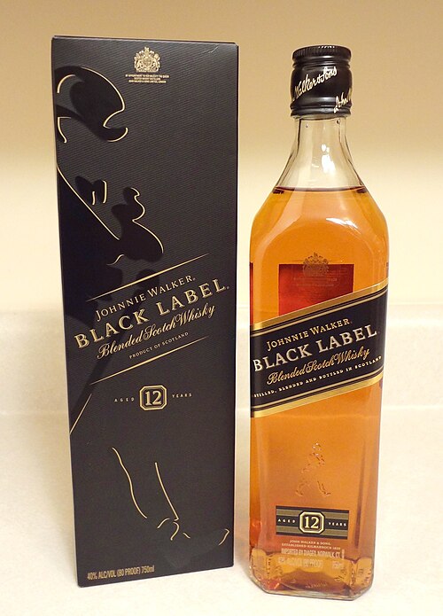 Johnnie Walker Black Label 12 Year Old blended Scotch whisky bottle