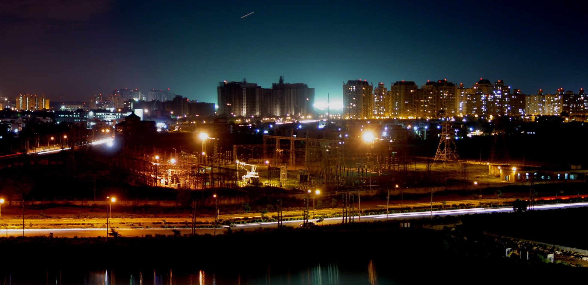 Sector 29 Gurgaon nightlife skyline at night