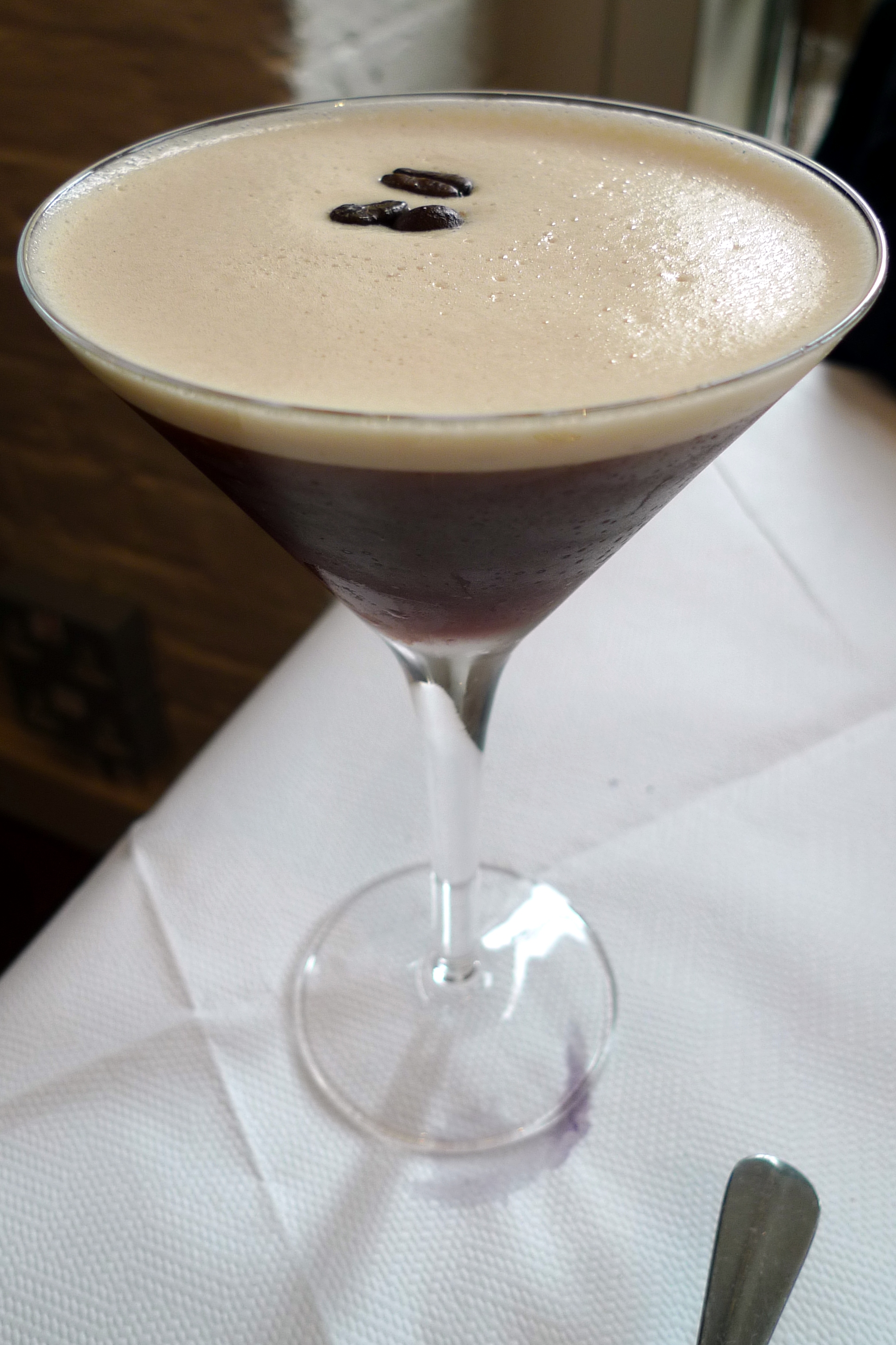Espresso Martini with coffee beans