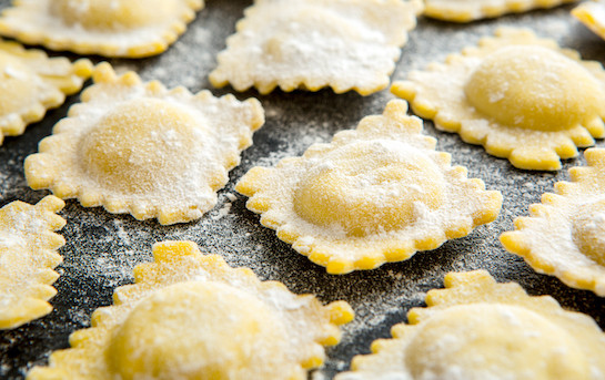 Raviolone chèvre et roquette
