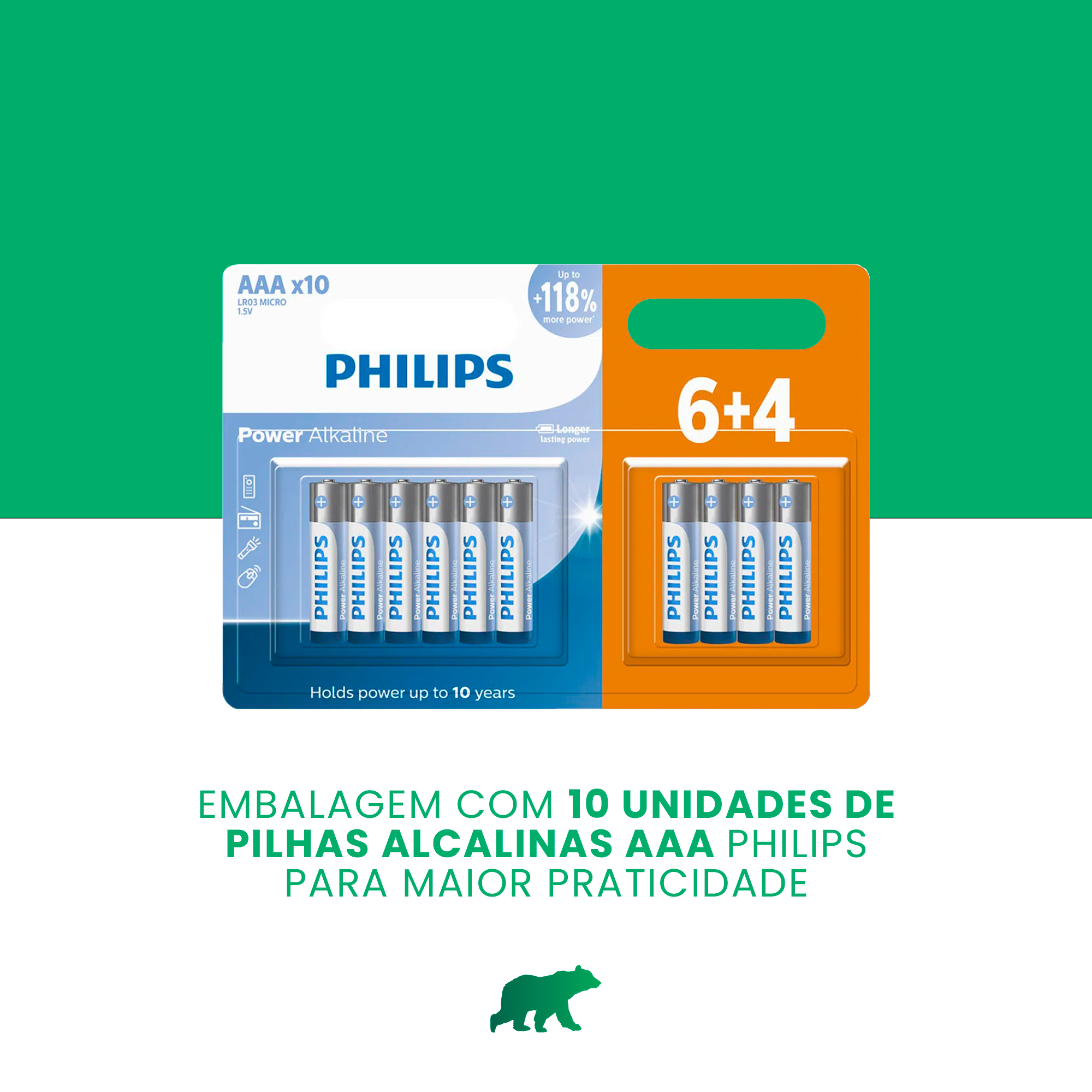 Pilha AAA palito Philips Alcalina c/2uni. A maior com durabilidade