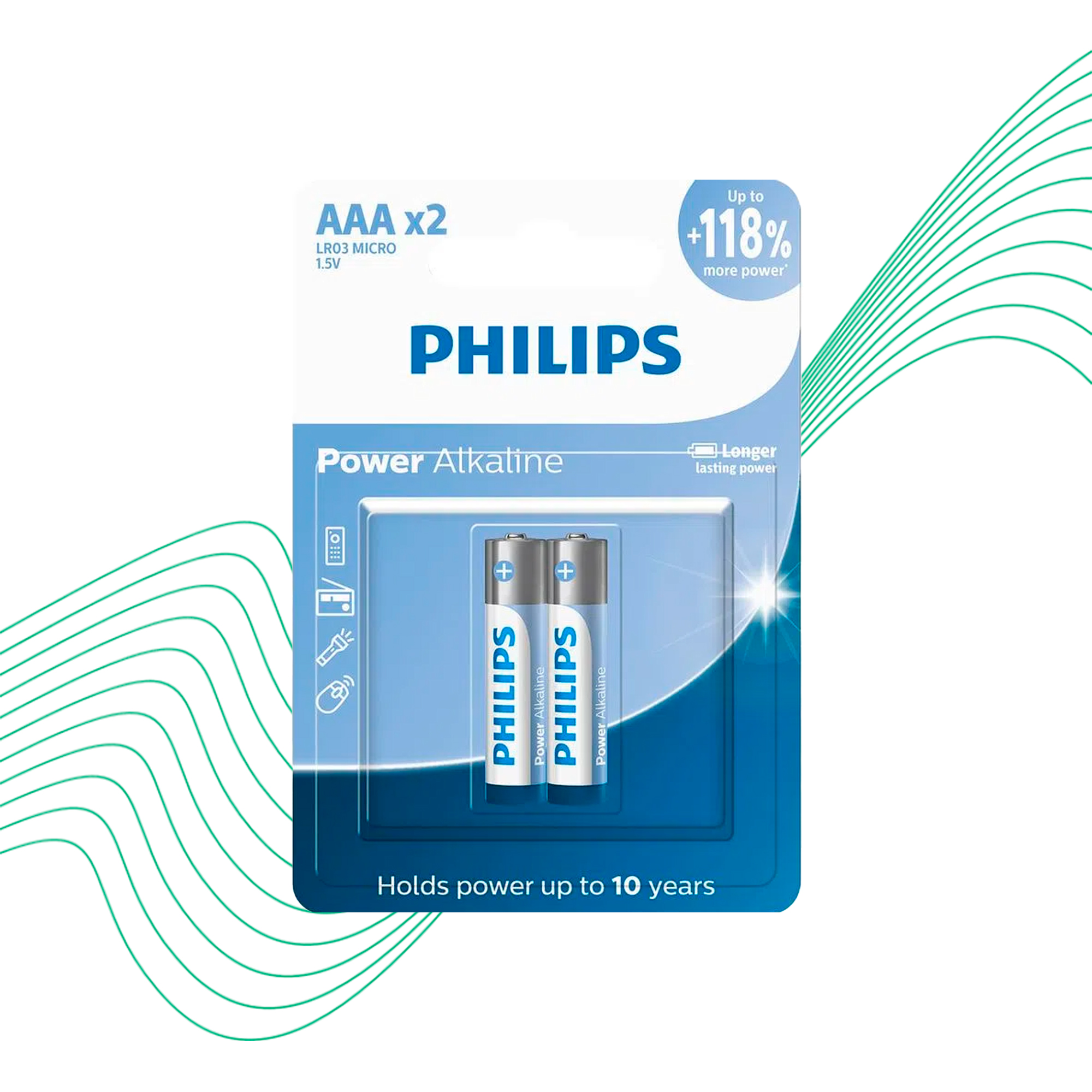 Pilha AAA palito Philips Alcalina c/2uni. A maior com durabilidade