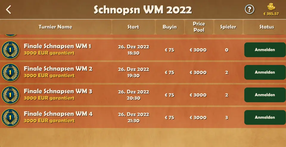Schnapsen WM 2022 - 12.000 Euro garantiert!
