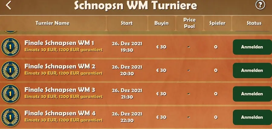 Werde Schnapsen Weltmeister 2021 bei der 1. offizielle Schnopsn WM!