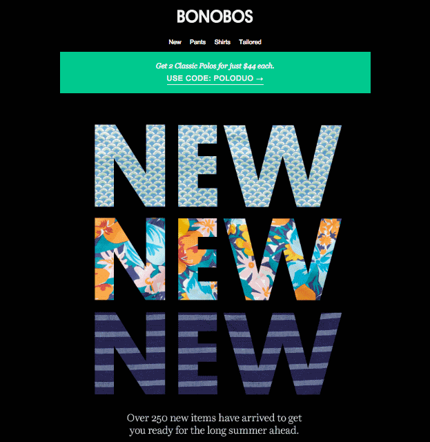 Bonobo's email animated gif example new letters