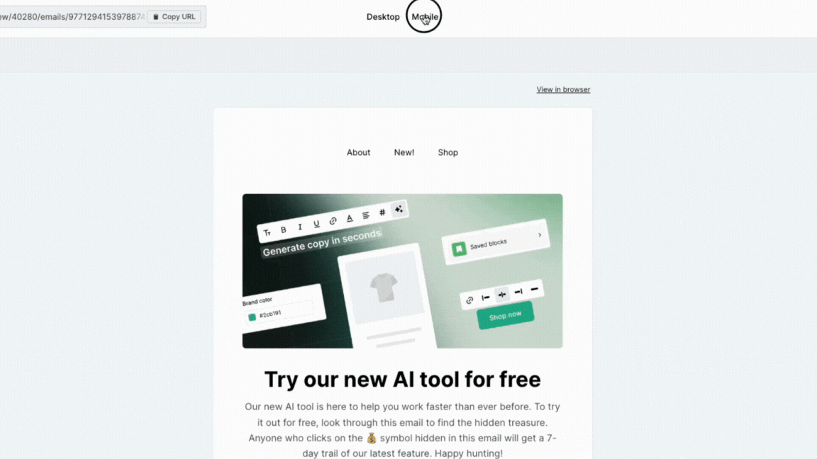 Vista previa dinámica del correo