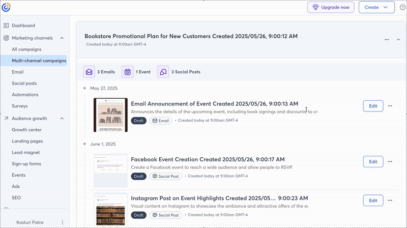 Constant Contact's multichannel campaigns are a helpful feature