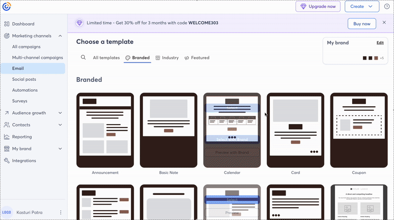 Constant Contact can create brand assets based on brand colors