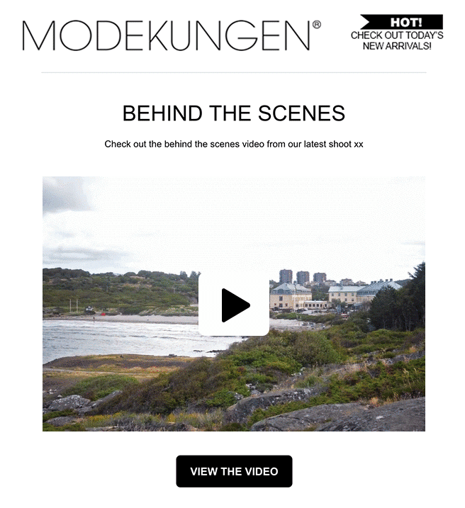 Video teaser animated email gif newsletter modekungen example