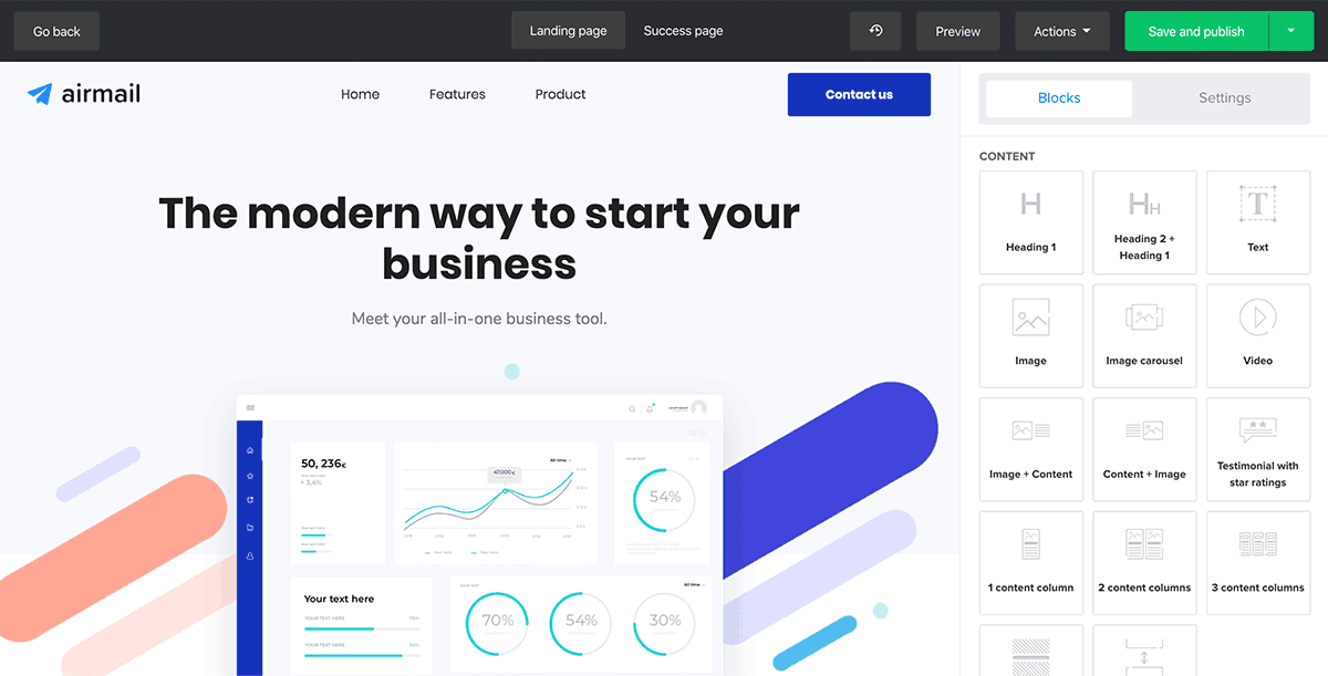 landing page content blocks