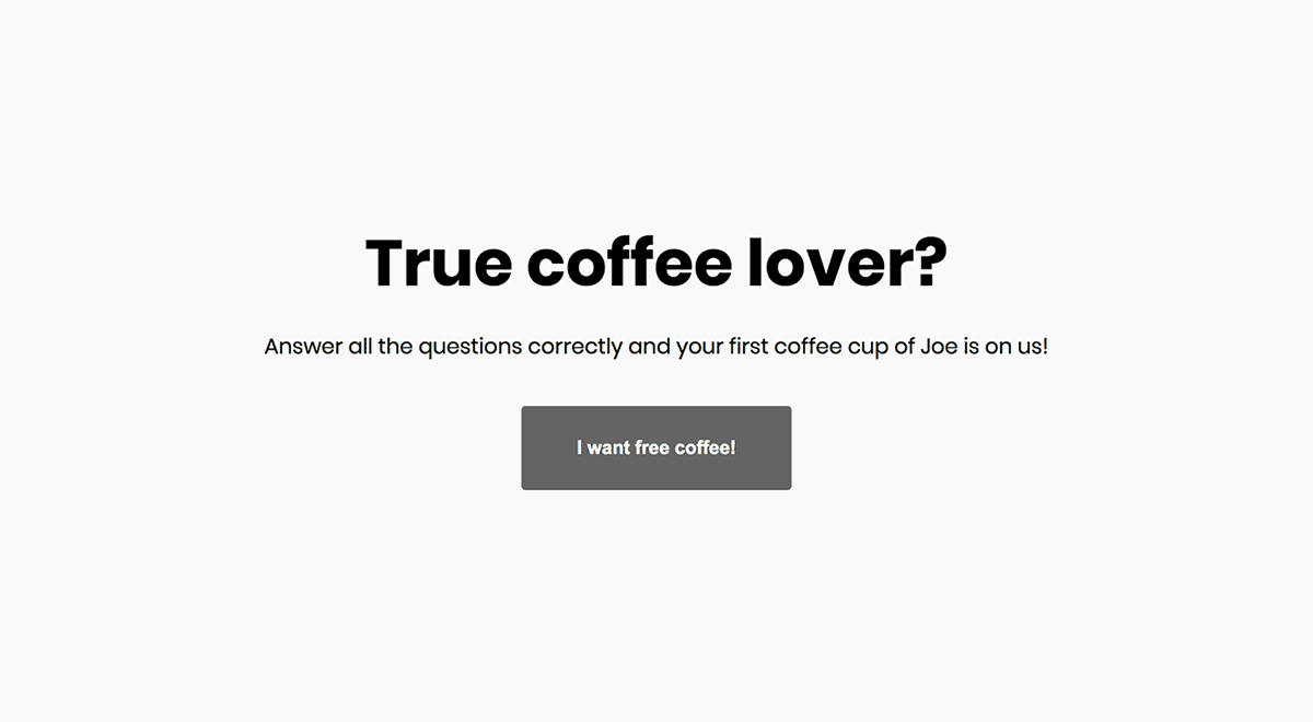 effective landing page coffee quiz survey gif