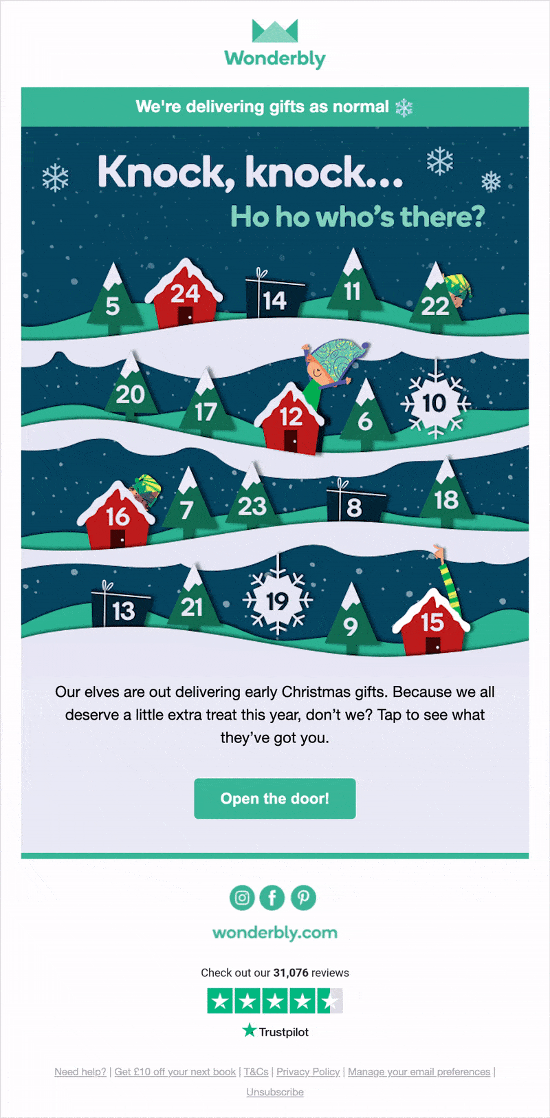 Wonderbly Christmas email example