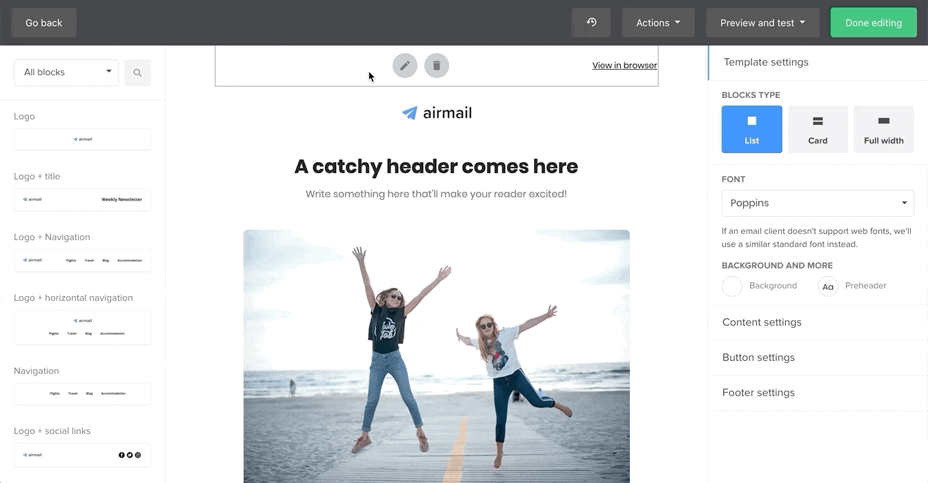 setting up email preheader using MailerLite drag and drop editor - MailerLite
