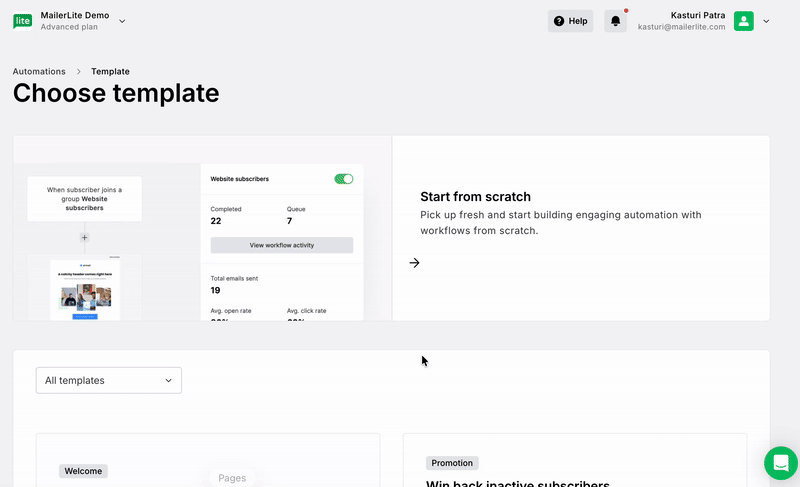 MailerLite automation workflow builder