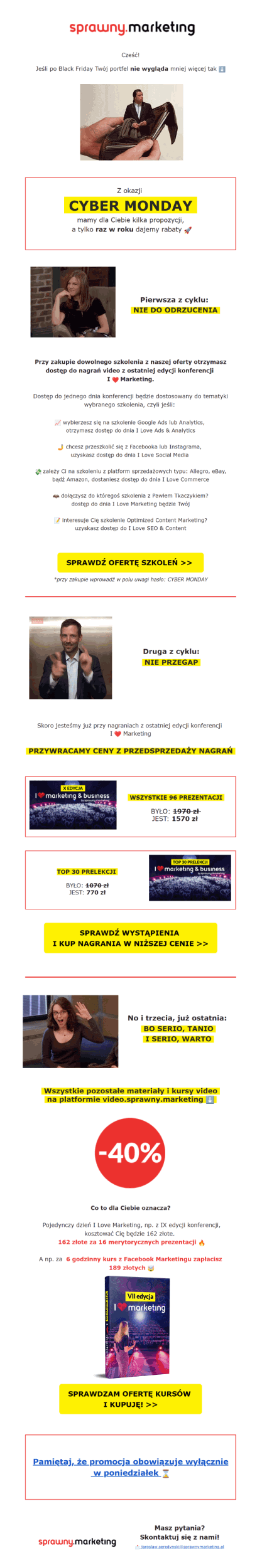 Sprawny Marketing kampania e-mail Cyber Monday