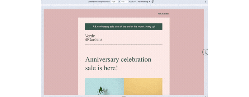 A GIF showing what happens to our email template when we resize it.