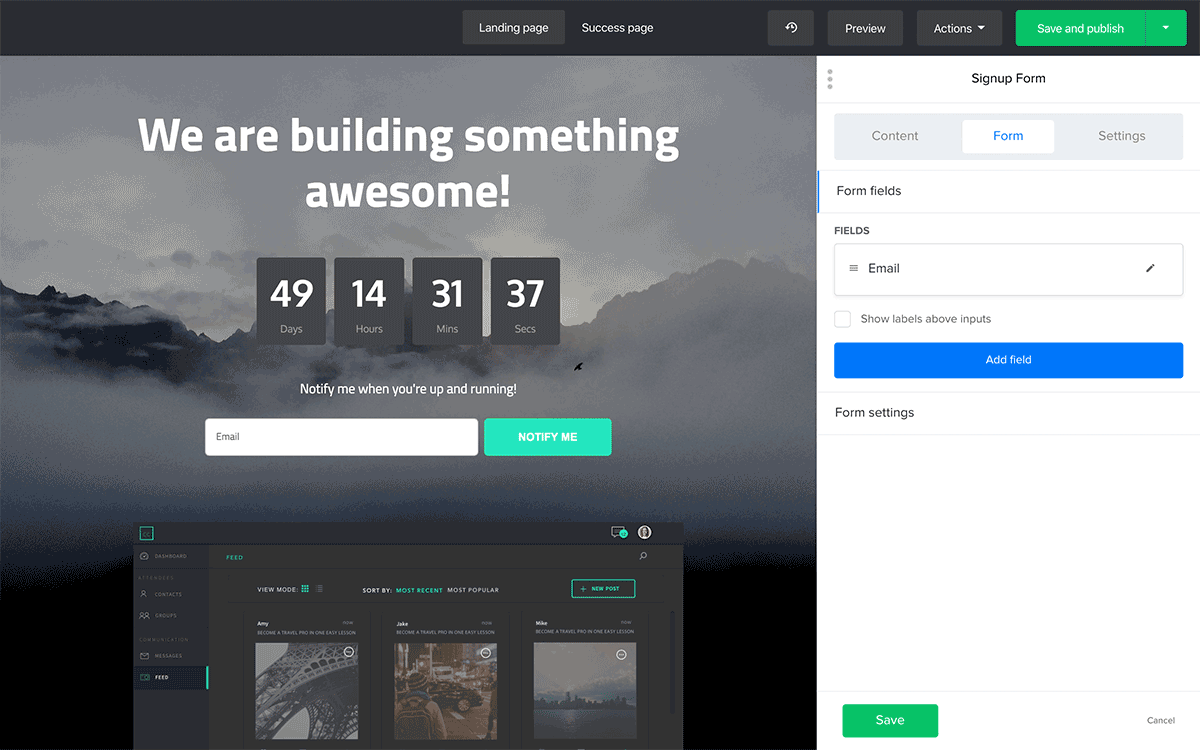 New signup forms