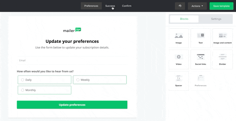 Finding success page and confirm page at navigation bar