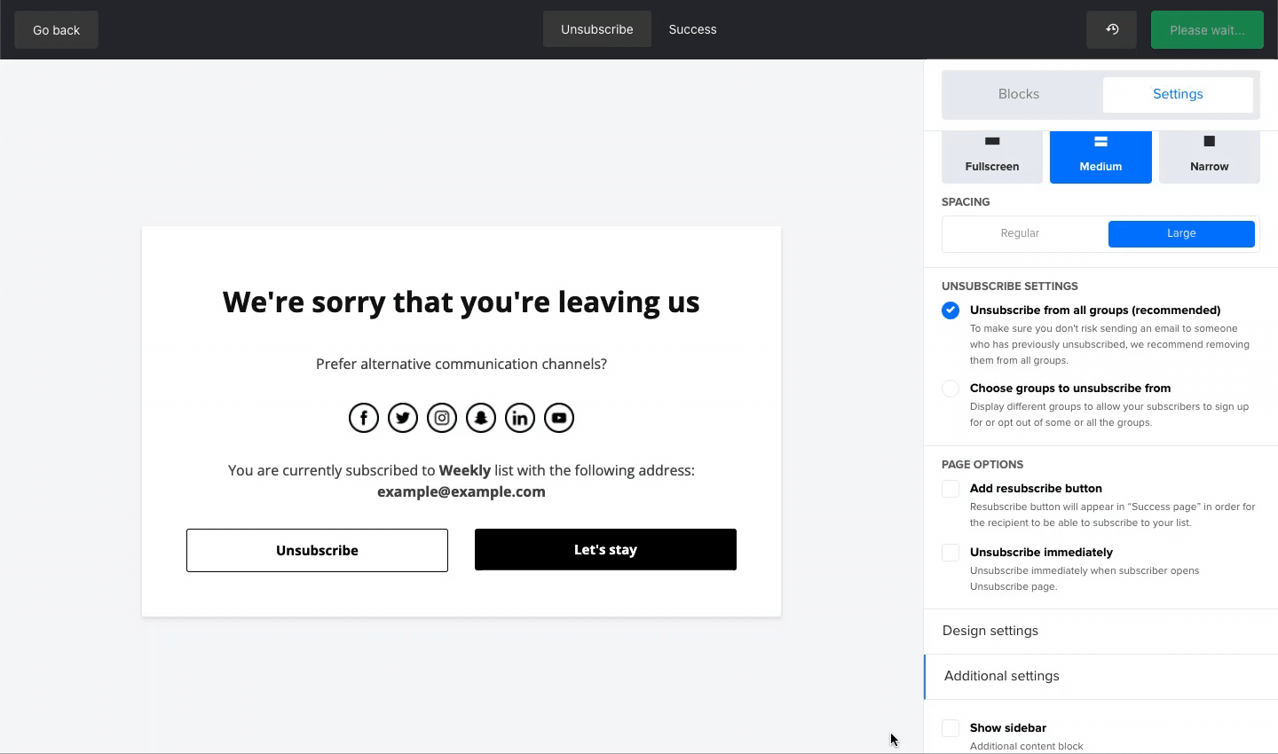 Sidebar for additional content in the builder