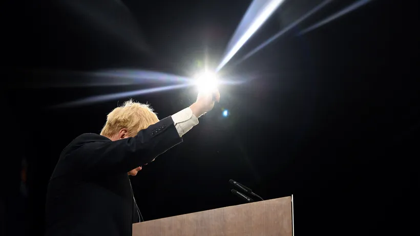 Boris Johnson während seiner Rede auf dem Parteitag der Tories © Ben Stansall/​AFP/​Getty Images