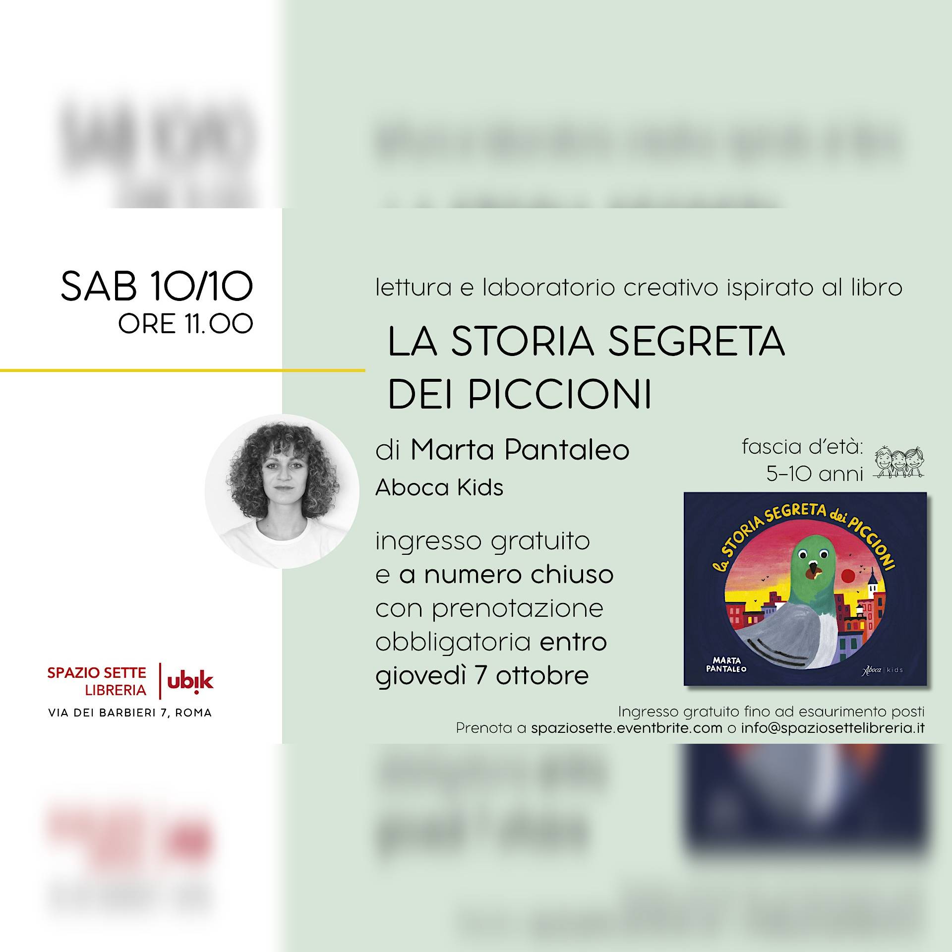 Lettura e laboratorio creativo ispirato a "La storia segreta dei piccioni"