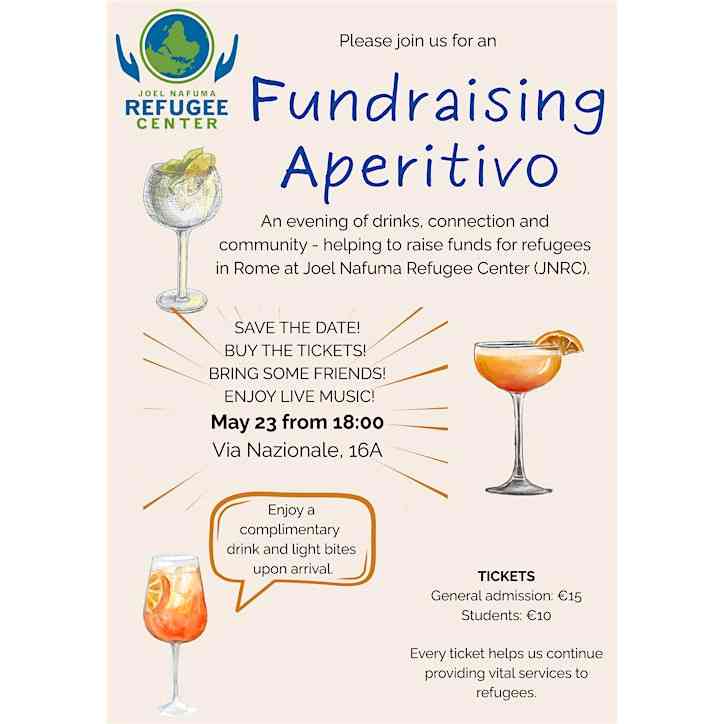Fundraising Aperitivo for Joel Nafuma Refugee Center (JNRC)
