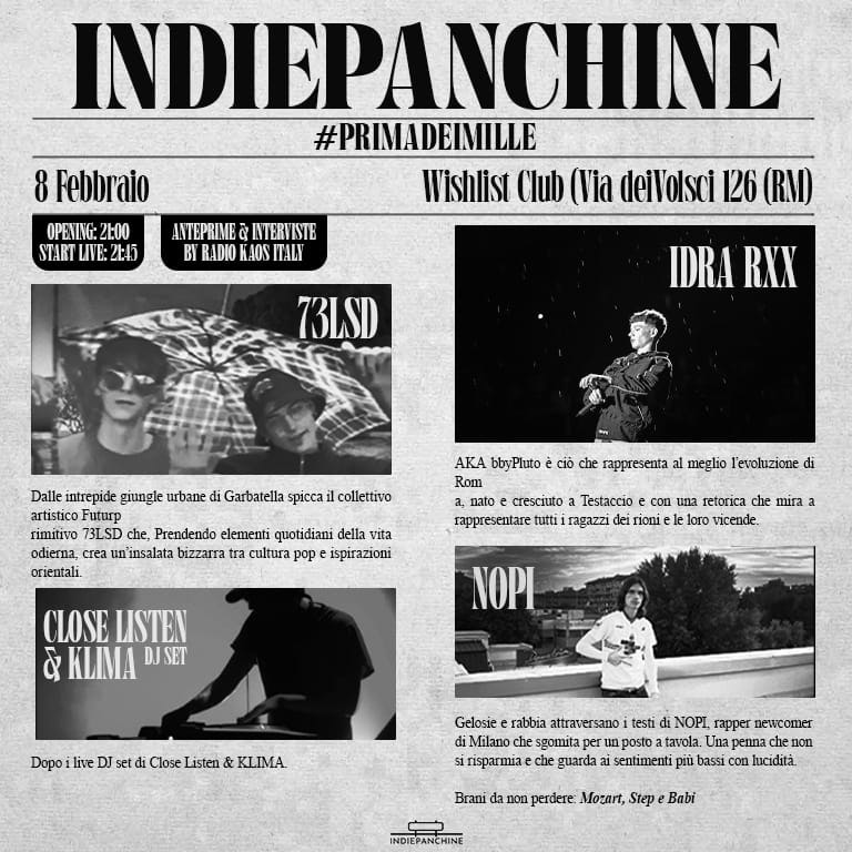 INDIEPANCHINE – PRIMADEIMILLE