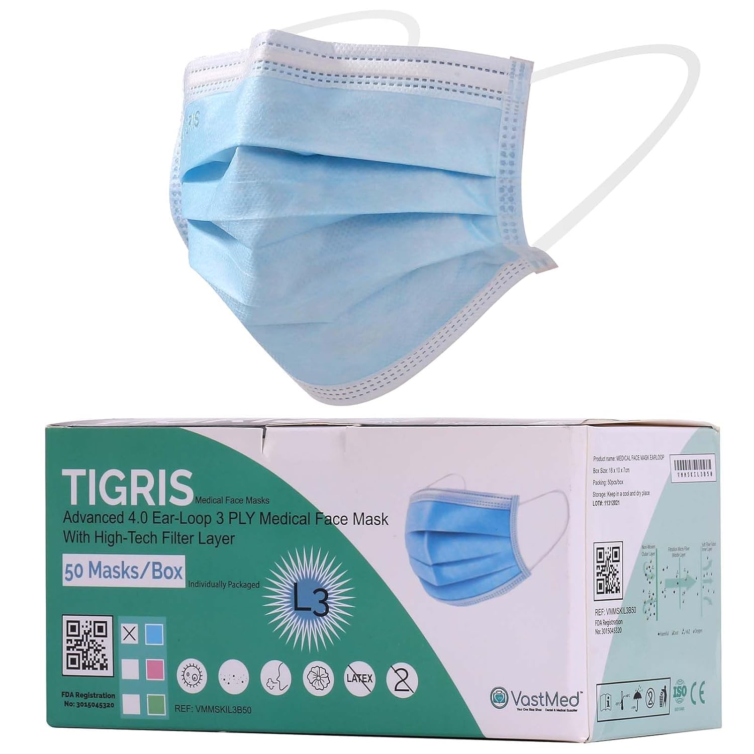 Source Control Mask Tigris Level 3 Earloop Mask - sourceonedental.com