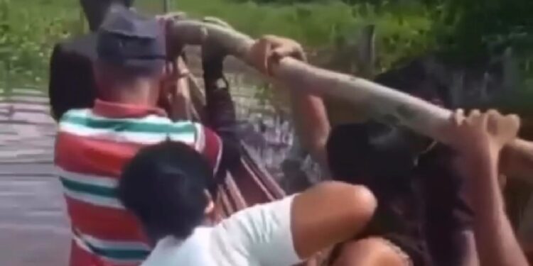 Pacientes são transportados em rede por falta de ambulância no interior do MA