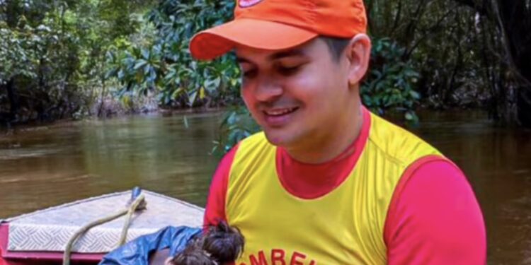 Bombeiros resgatam Bicho-Preguiça que estava se afogando no Rio Carú